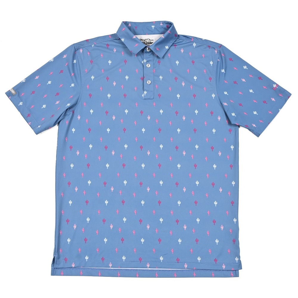 Straight Down Men's Large Cactus Geometric Print Performance Golf Polo Shirt